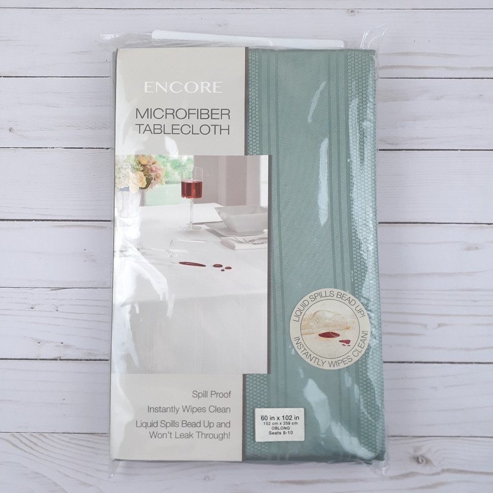 Encore  Microfiber Fabric Tablecloth  60x102 Green Easy Care